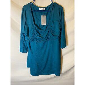 - New NWT Helloacc Womens Plus Size XXL 2X‎ Blue Square Neck Tunic Top Shirt